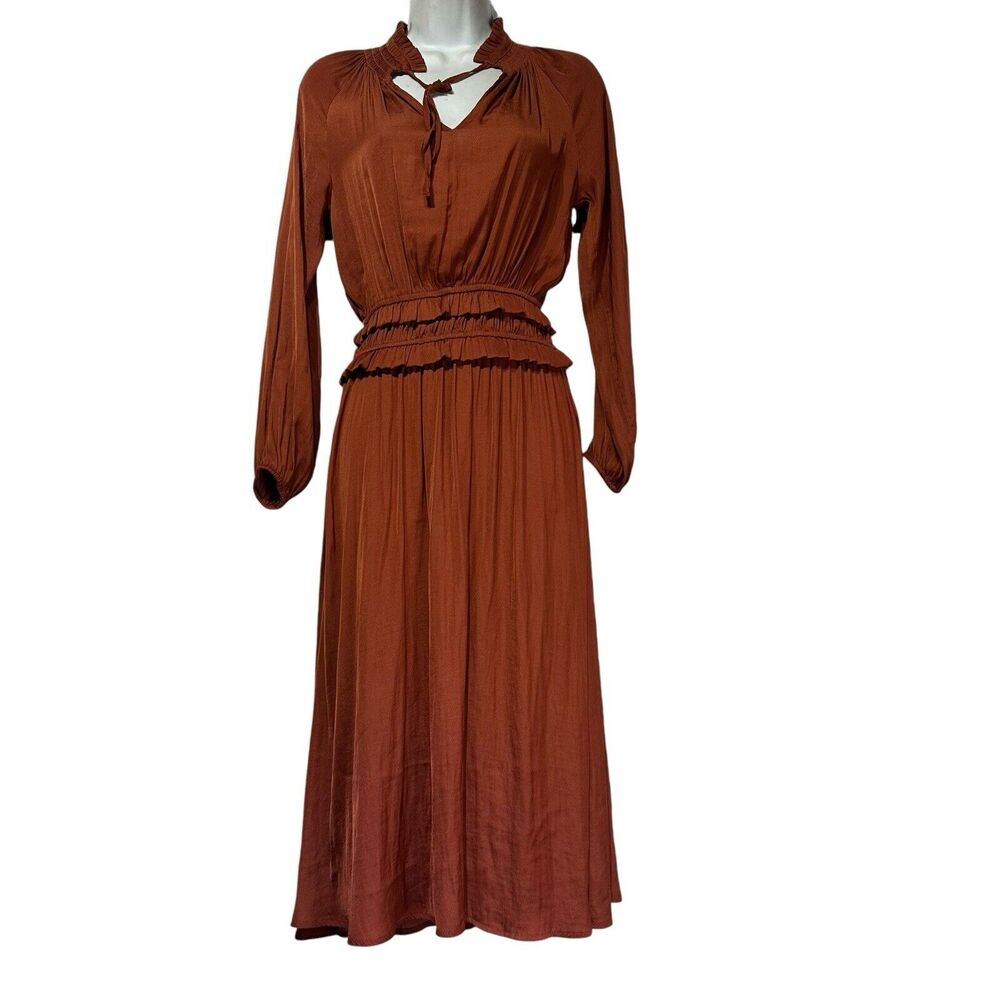 Adyson Parker Brown V-neck long sleeve maxi dress Size XS